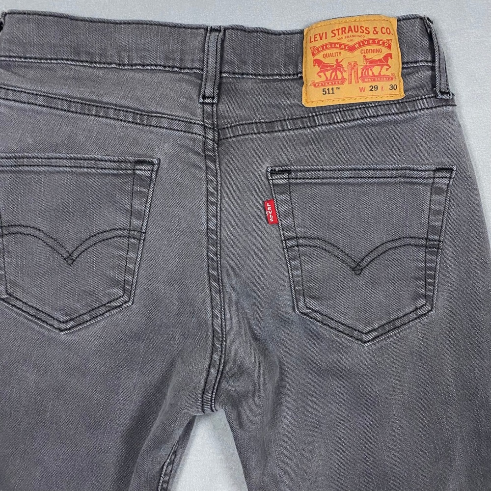 Levis 511 Slim Fit Jeans Mens 29x30 Stretch Grey Denim